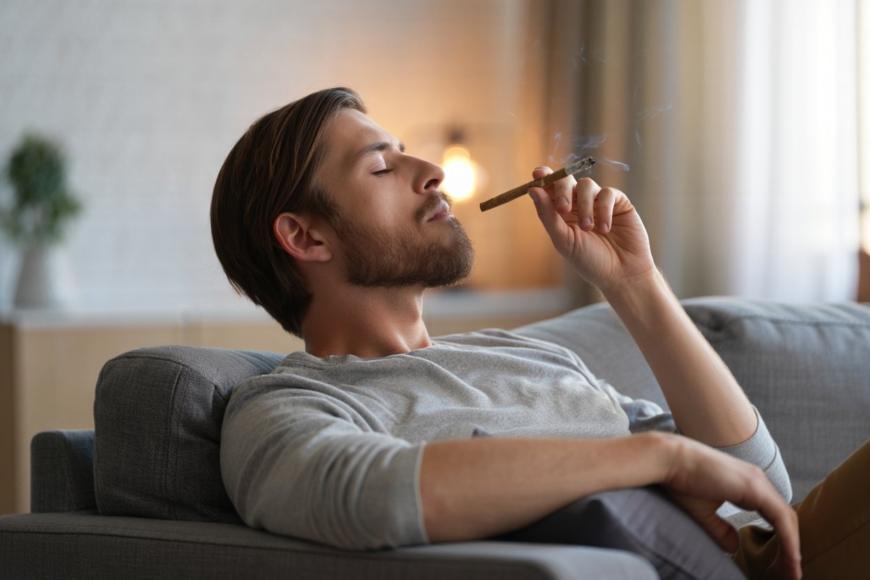 Человек курит марихуану